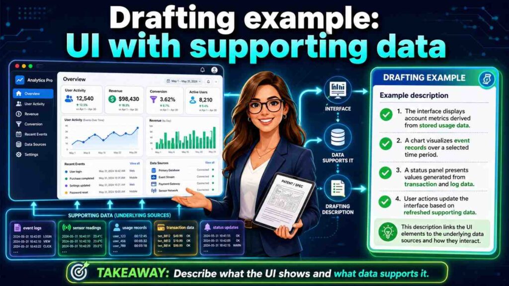 The user interface may receive a user selection of the supporting data and display additional details associated with the selected supporting data