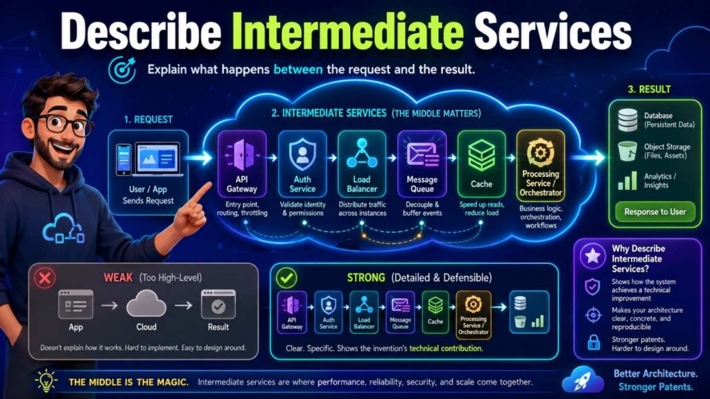 Modern cloud architecture often includes intermediate services.