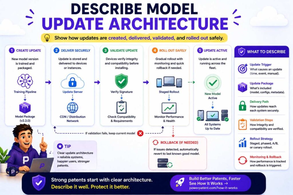 If the system updates models, describe how.
