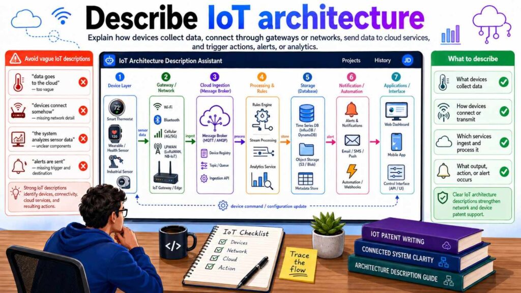 IoT systems often include devices, gateways, networks, cloud systems, dashboards, and control outputs.