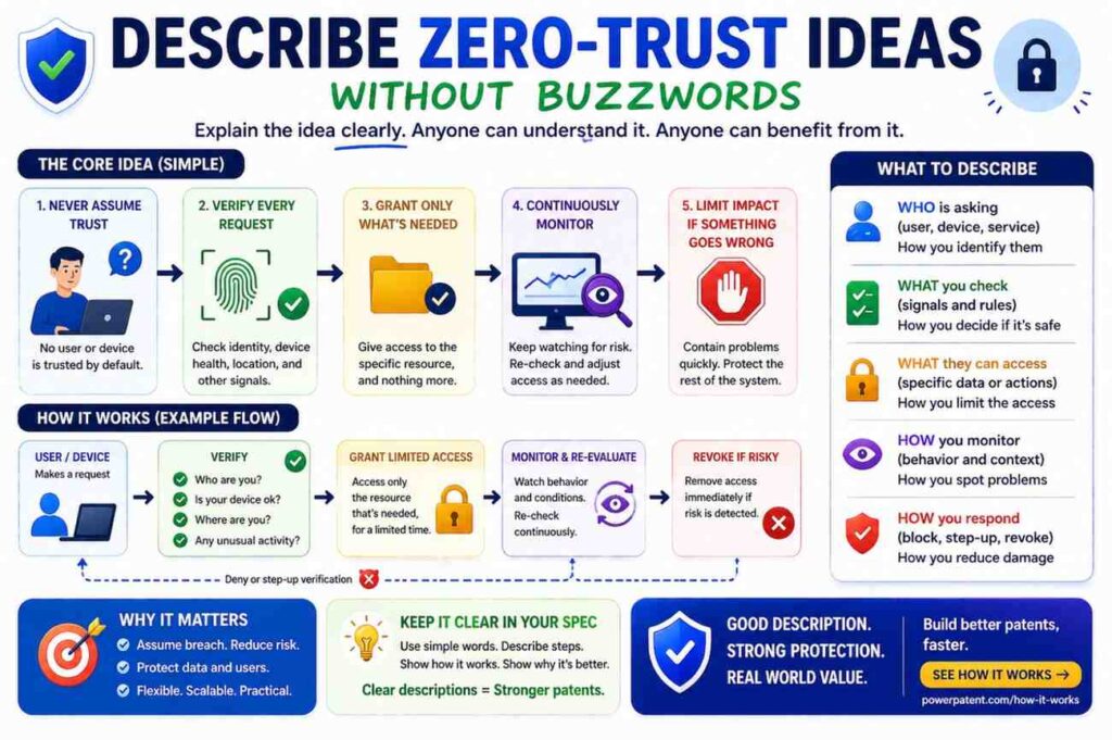 You do not need to say “zero trust” unless useful.