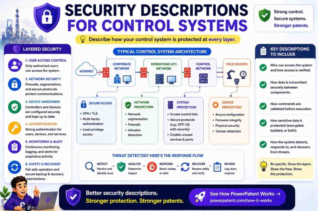 For control systems, security may prevent unsafe action.