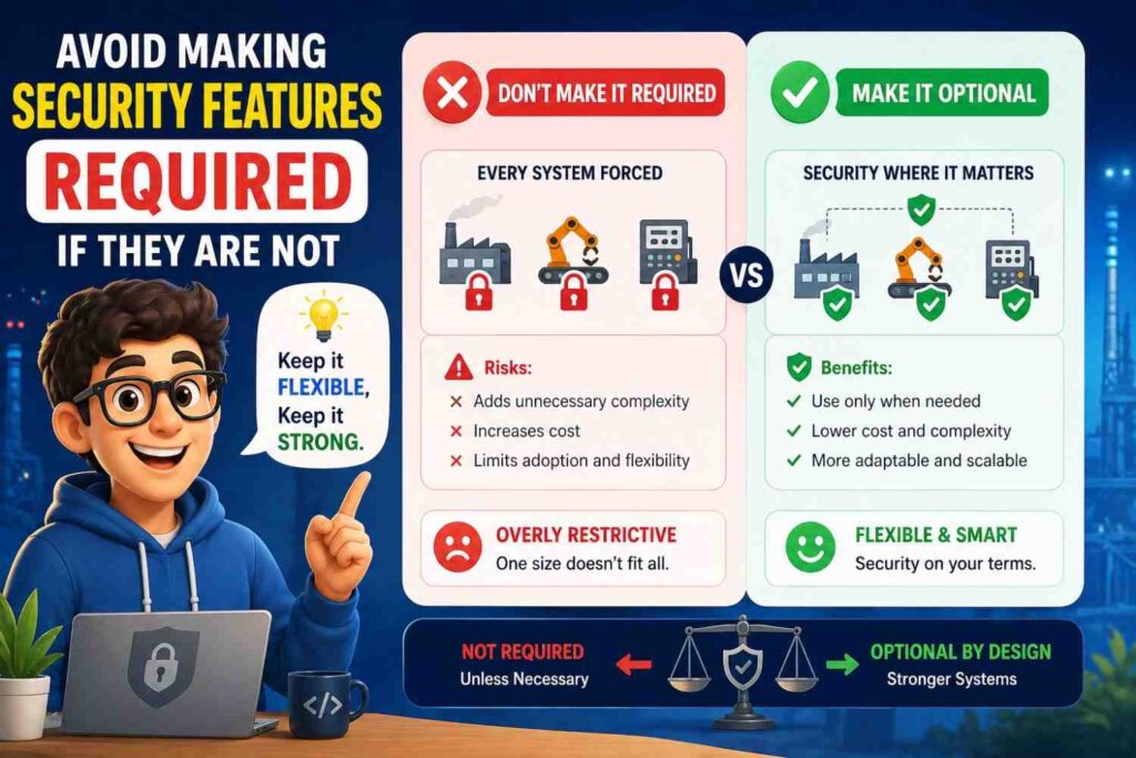 The opposite mistake is making every security feature sound required.
