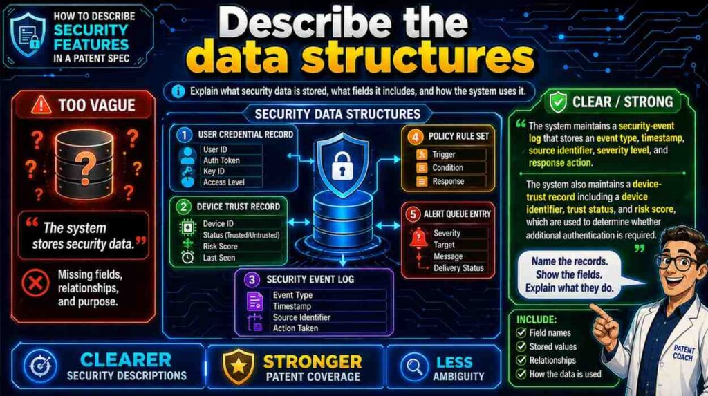 A patent spec can be stronger when it describes what is inside those records.