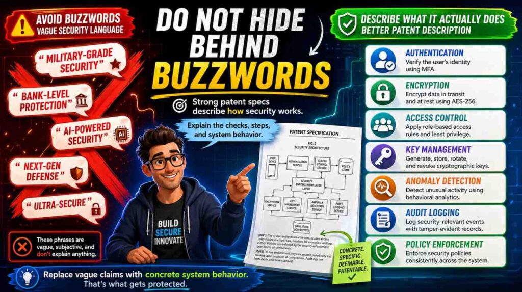 Security has many big words. Patent specs should not rely on them alone.