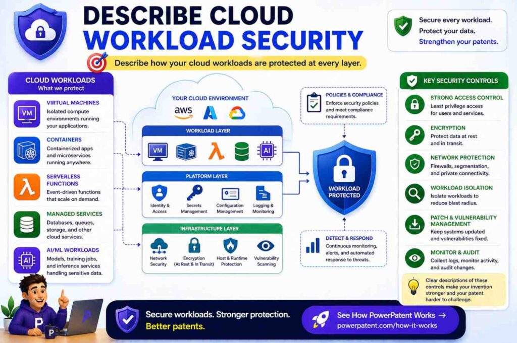 Cloud systems may use containers, serverless functions, service identities, workload policies, and network rules.