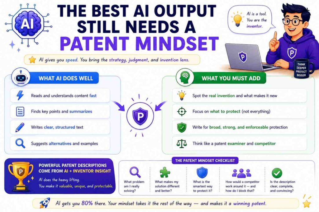 But patent descriptions need a patent mindset.