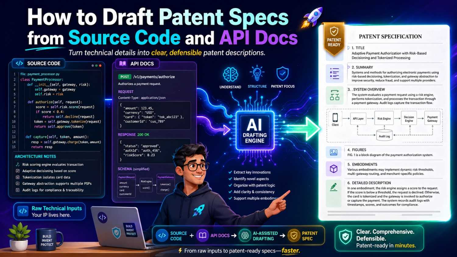 How to Draft Patent Specs from Source Code and API Docs