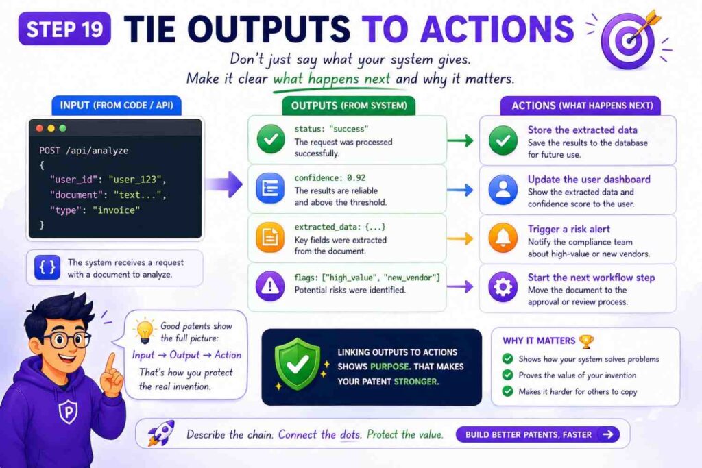 A software invention becomes more concrete when the output causes something.