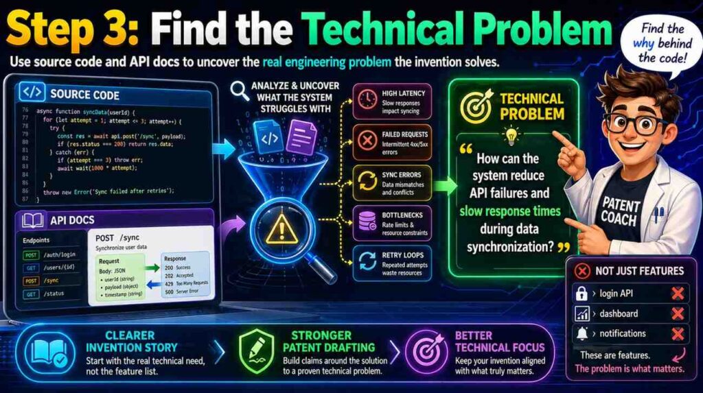 Every strong software patent spec needs a clear problem. Not a vague business problem. A technical problem.