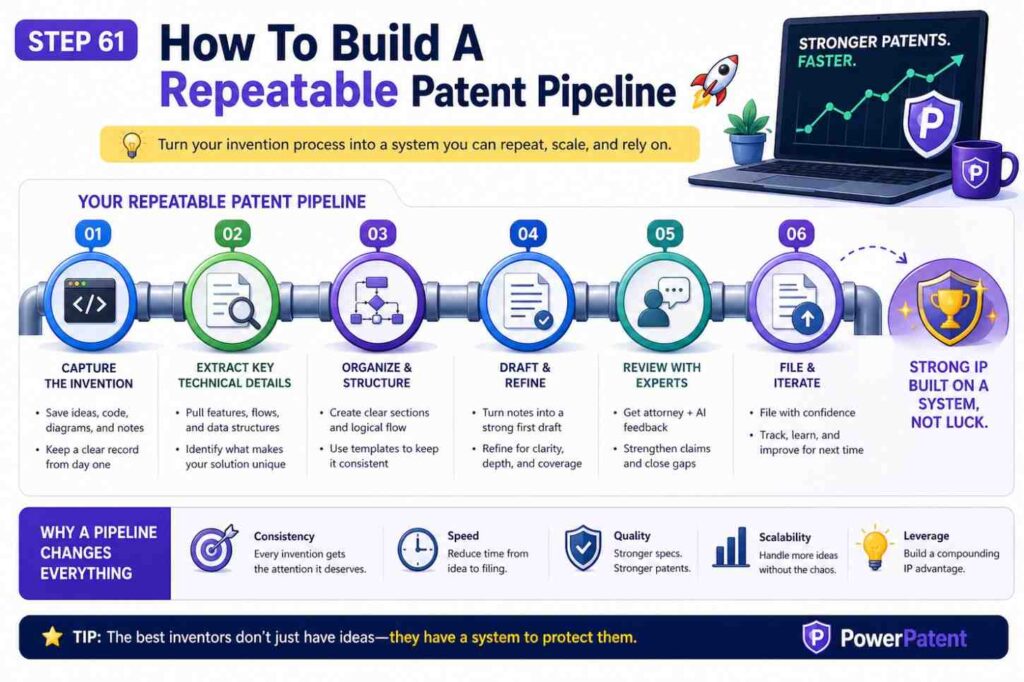 One patent draft is good. A repeatable patent pipeline is better.