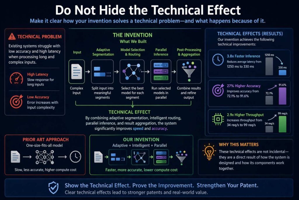 Patent specifications for AI often spend pages on architecture and still fail to clearly state the technical effect