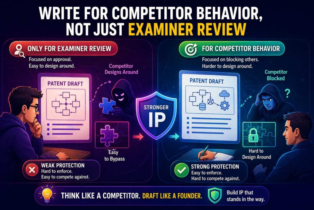 Most patent drafts are written as if the only audience is the examiner. That is too narrow.