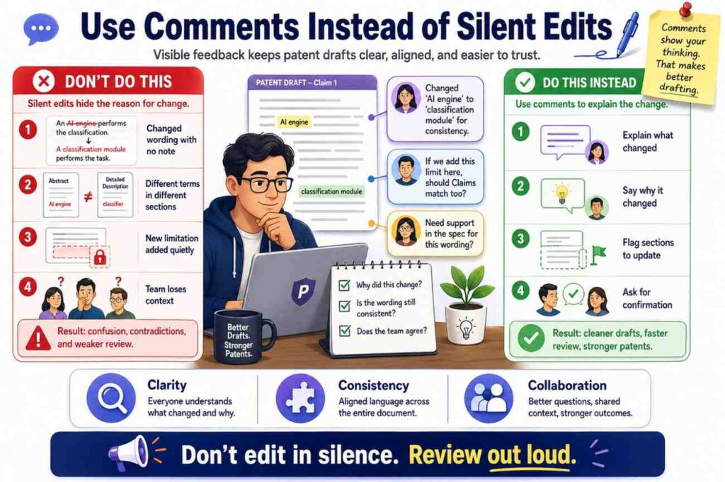When reviewing an AI draft with your team, do not just edit silently.