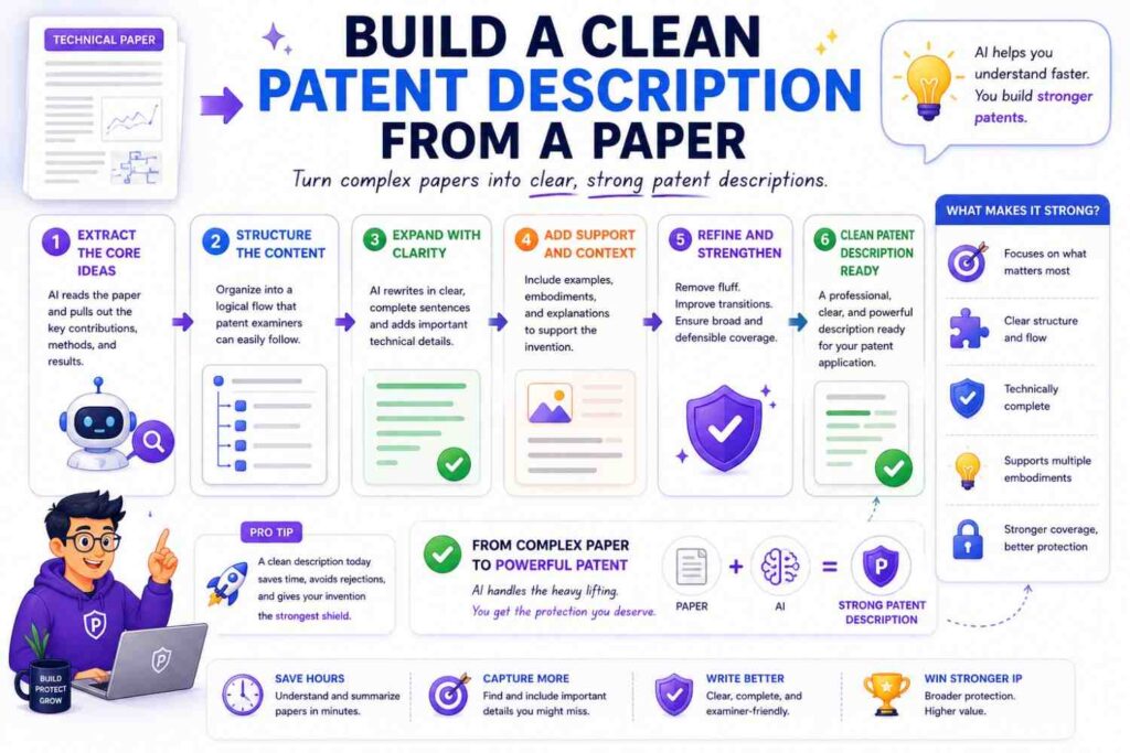 A strong patent description from a technical paper usually has a simple shape.