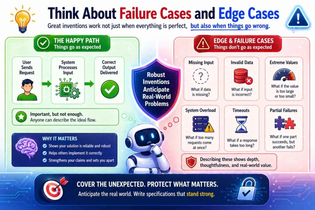 A surprisingly strong way to improve a patent is to describe how the system handles uncertainty, missing data, or low-confidence outputs.