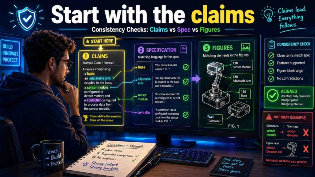 When doing a consistency check, start with the claims.