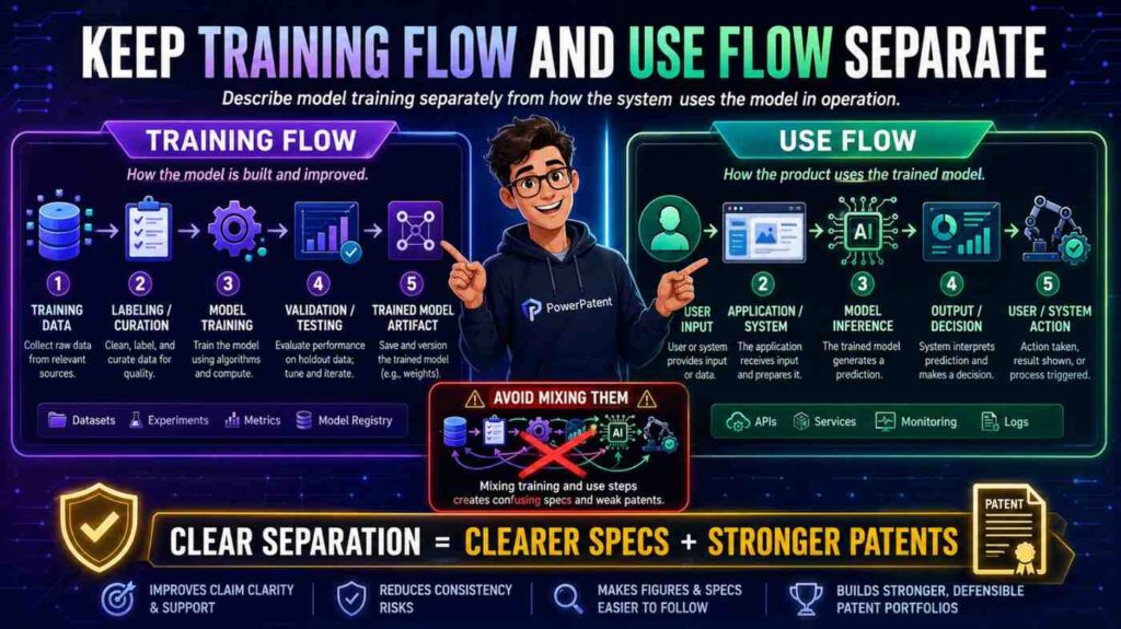 The other flow uses the model to create an output.