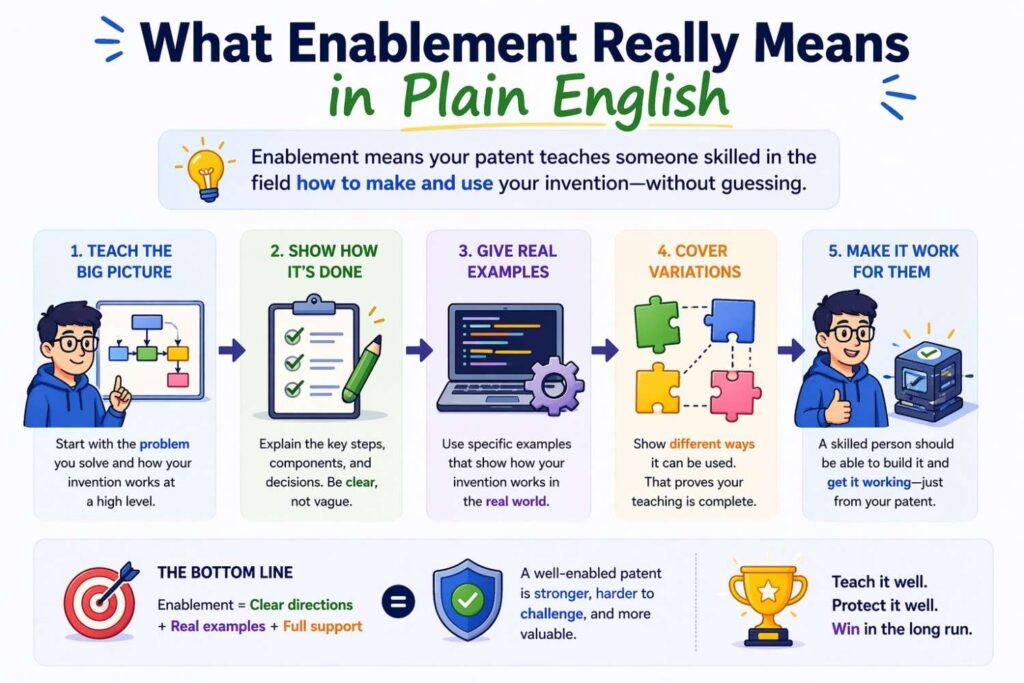 Enablement sounds like a legal word because it is one. But the idea is simple.