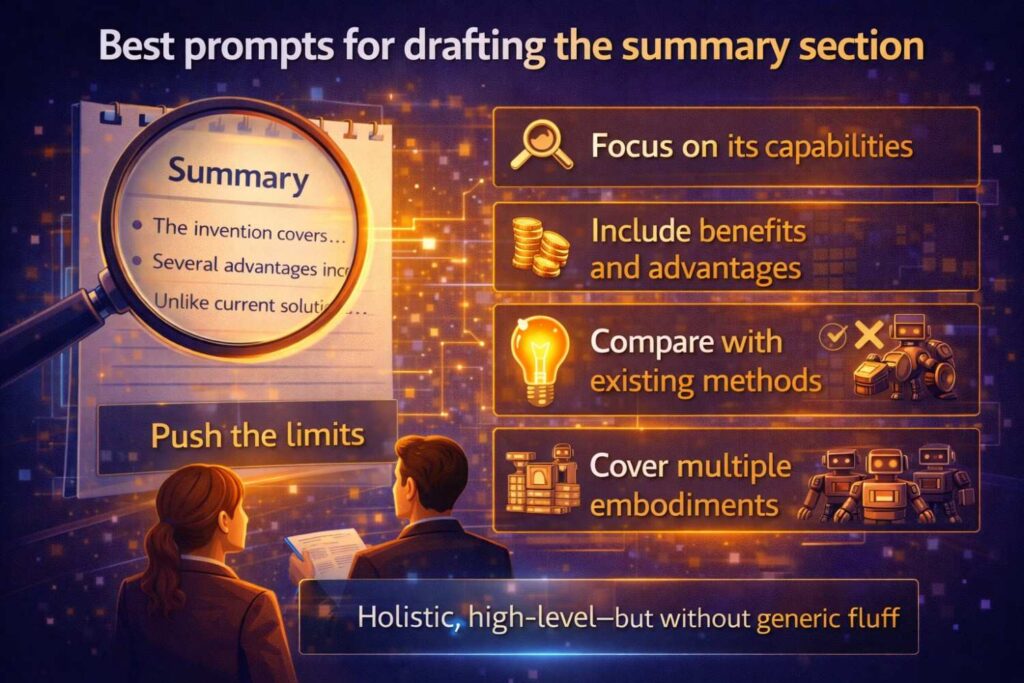 The summary should explain the invention clearly while keeping room for multiple embodiments.