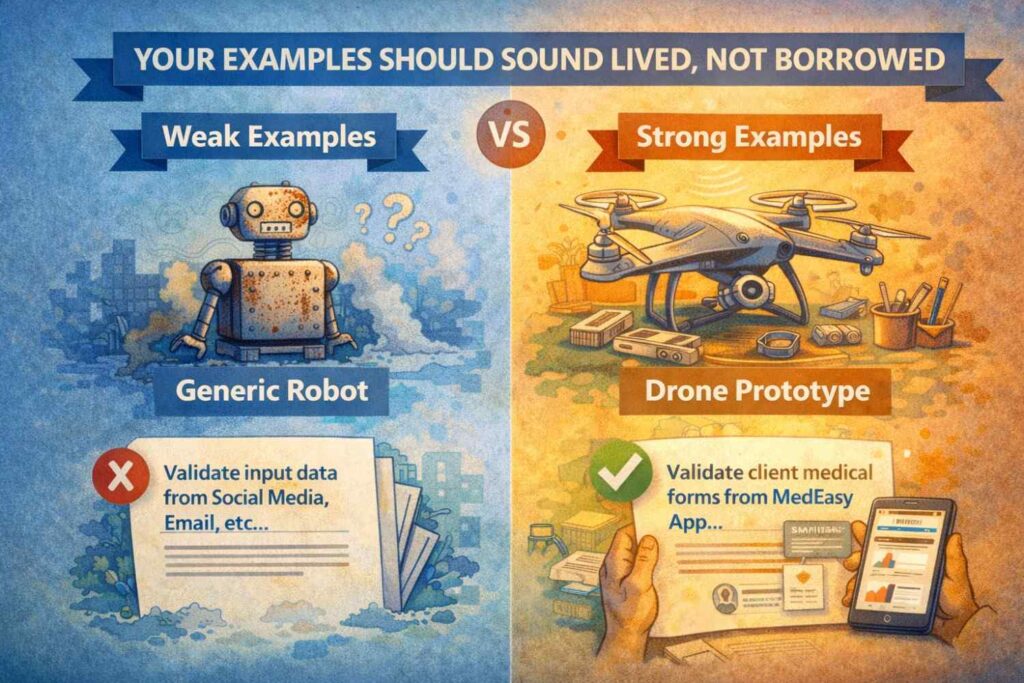 Examples are one of the easiest ways to make writing feel less generic.