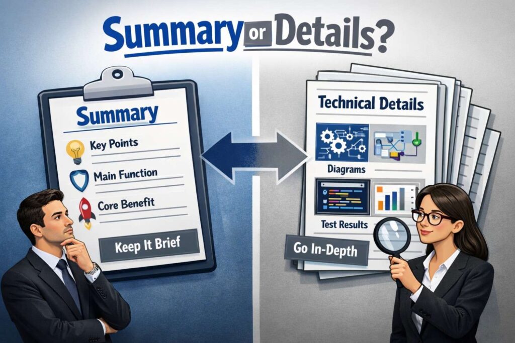 If the detail is necessary for understanding the invention at a high level, it probably belongs in the summary.