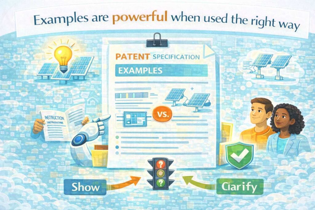 Examples help readers understand the invention in concrete terms.