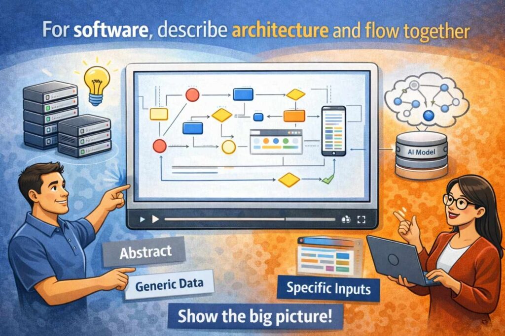 One of the strongest ways to draft software inventions is to describe both architecture and flow.