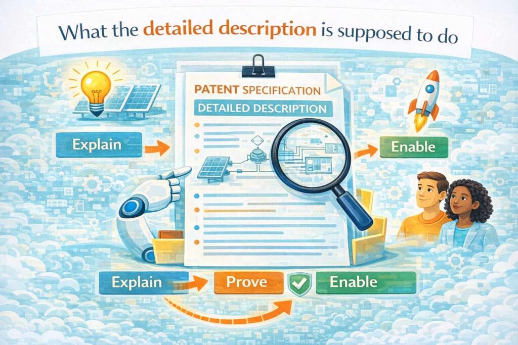 The detailed description is the section where you explain the invention in full.