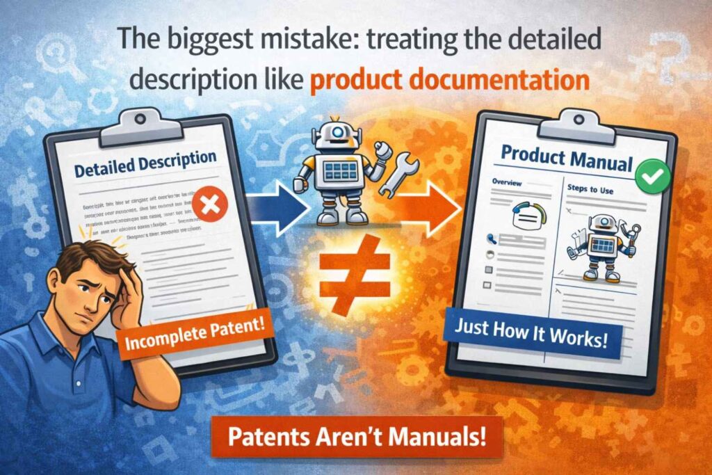 A startup already has internal documents, so someone assumes those can just become the detailed description.