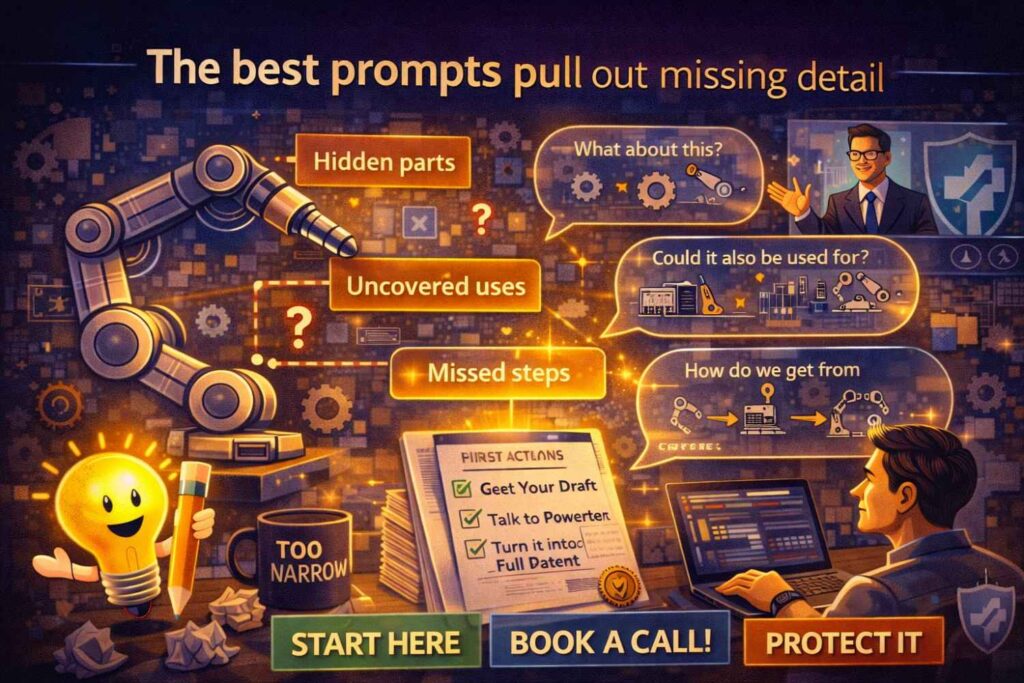 One reason AI is so useful in patent drafting is that it can act like a smart interviewer.