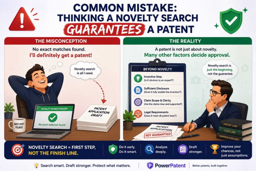 A novelty search does not guarantee a patent.