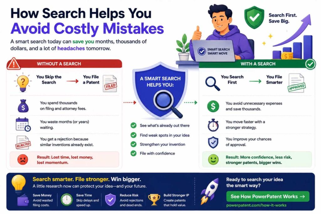 A patentability search can save money in many ways.