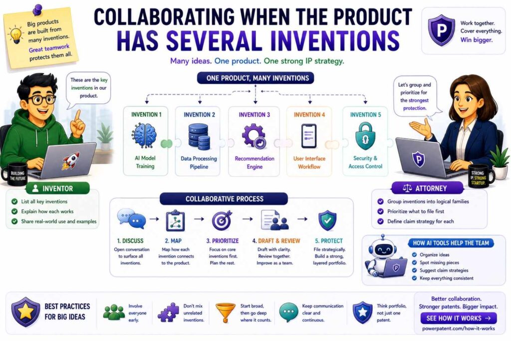 A single startup product may contain multiple inventions.