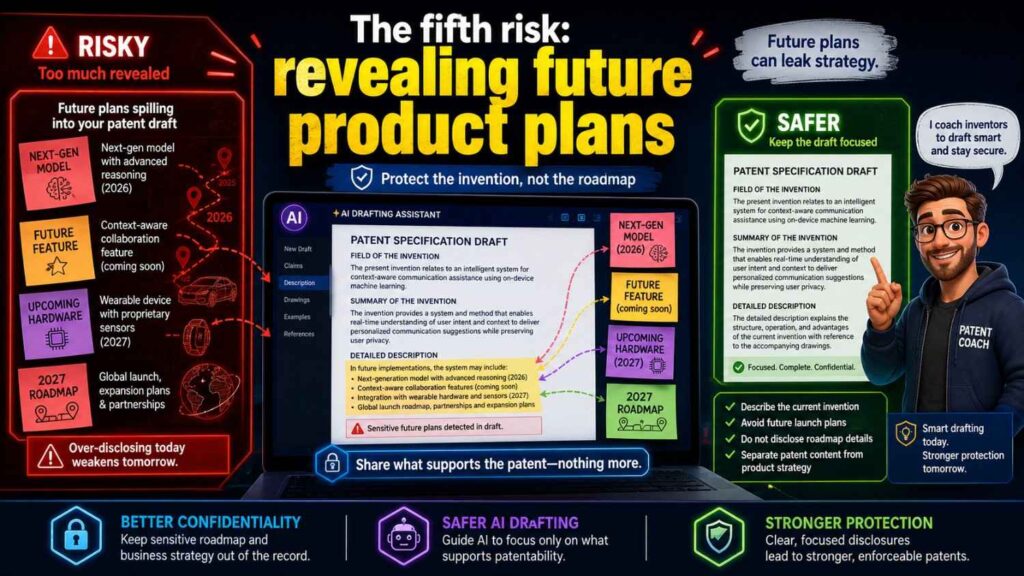 A patent specification may include more than the current product.
