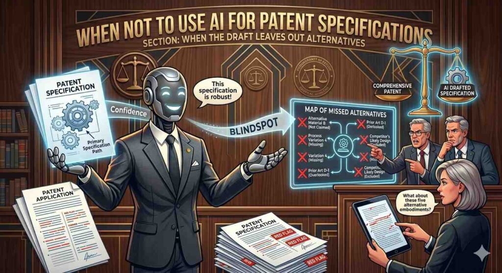A patent specification often benefits from alternatives.