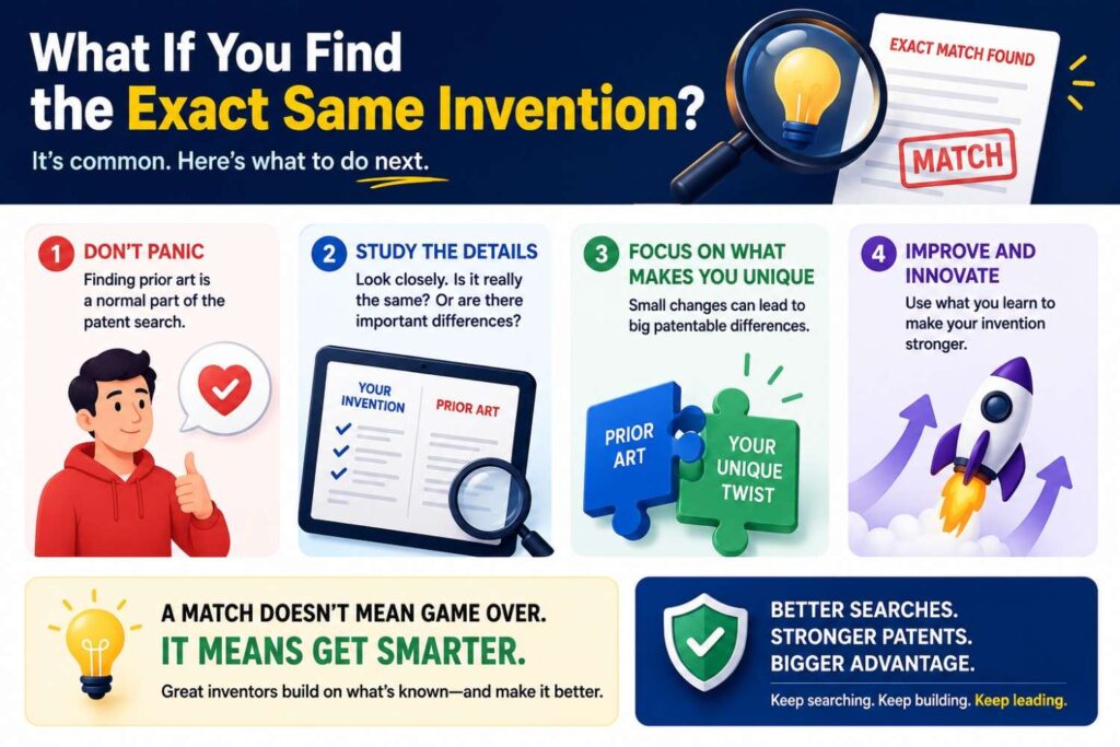 You search and find a patent, paper, product, or public post that seems to show your invention.
