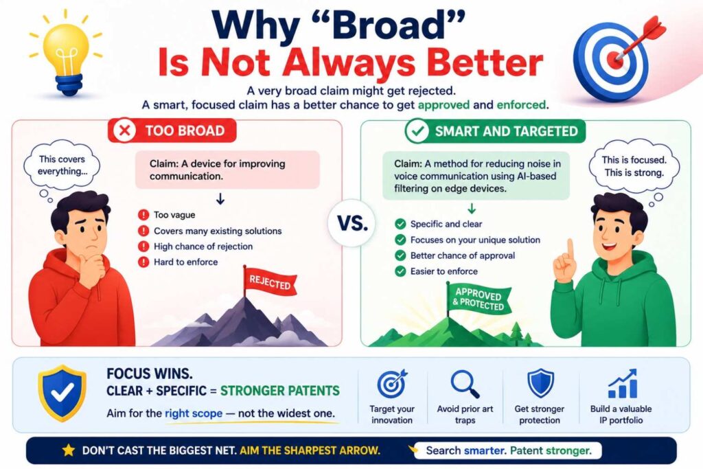 Founders often want the broadest patent possible.