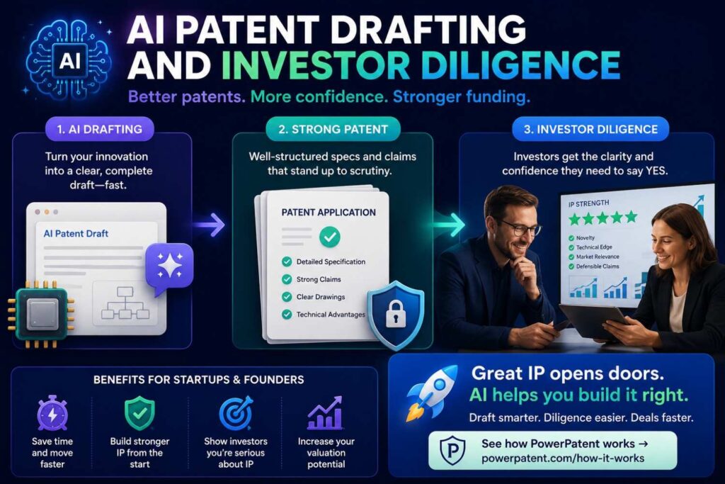 Investors may review a startup’s patents during fundraising.