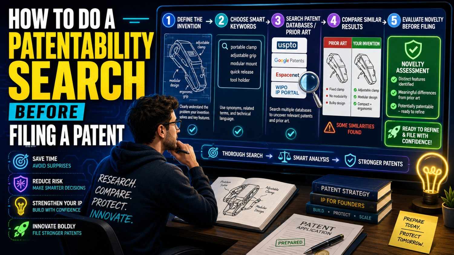 Learn how to do a patentability search before filing a patent so you can find prior art early, test novelty, and make smarter filing decisions.