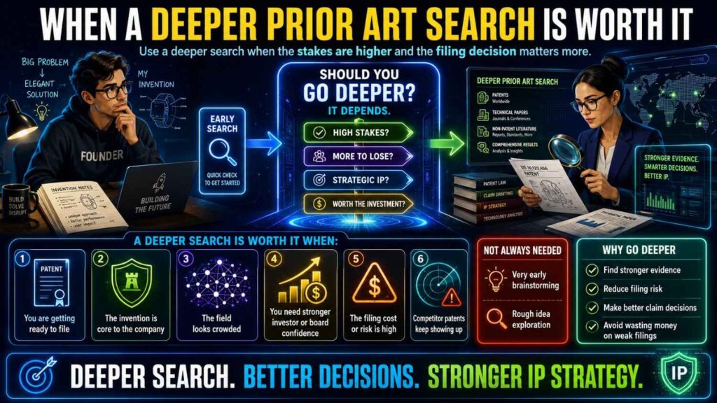 A deeper search may be worth it when the invention is core to the company.