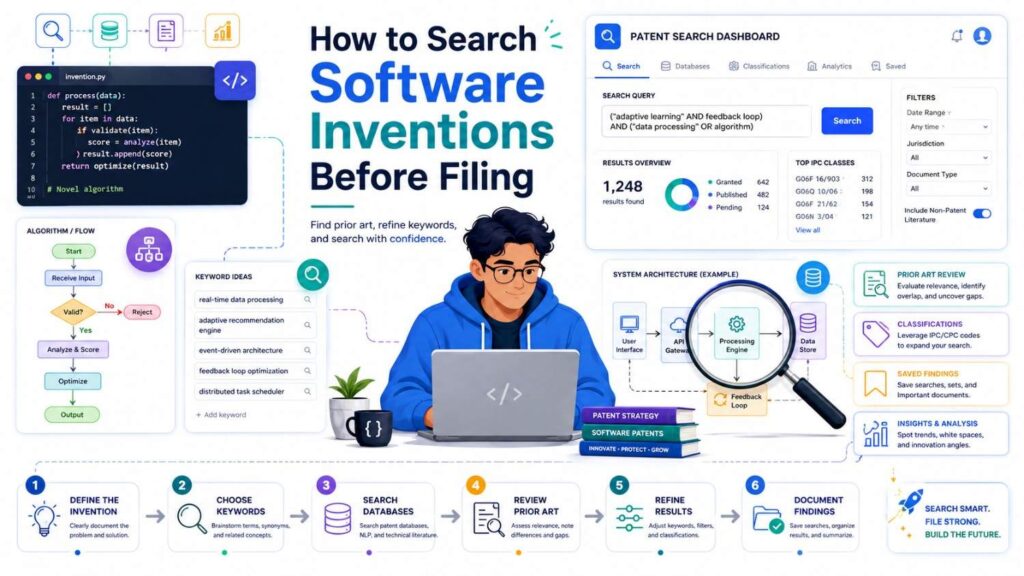 Software patent searches should focus on technical behavior.