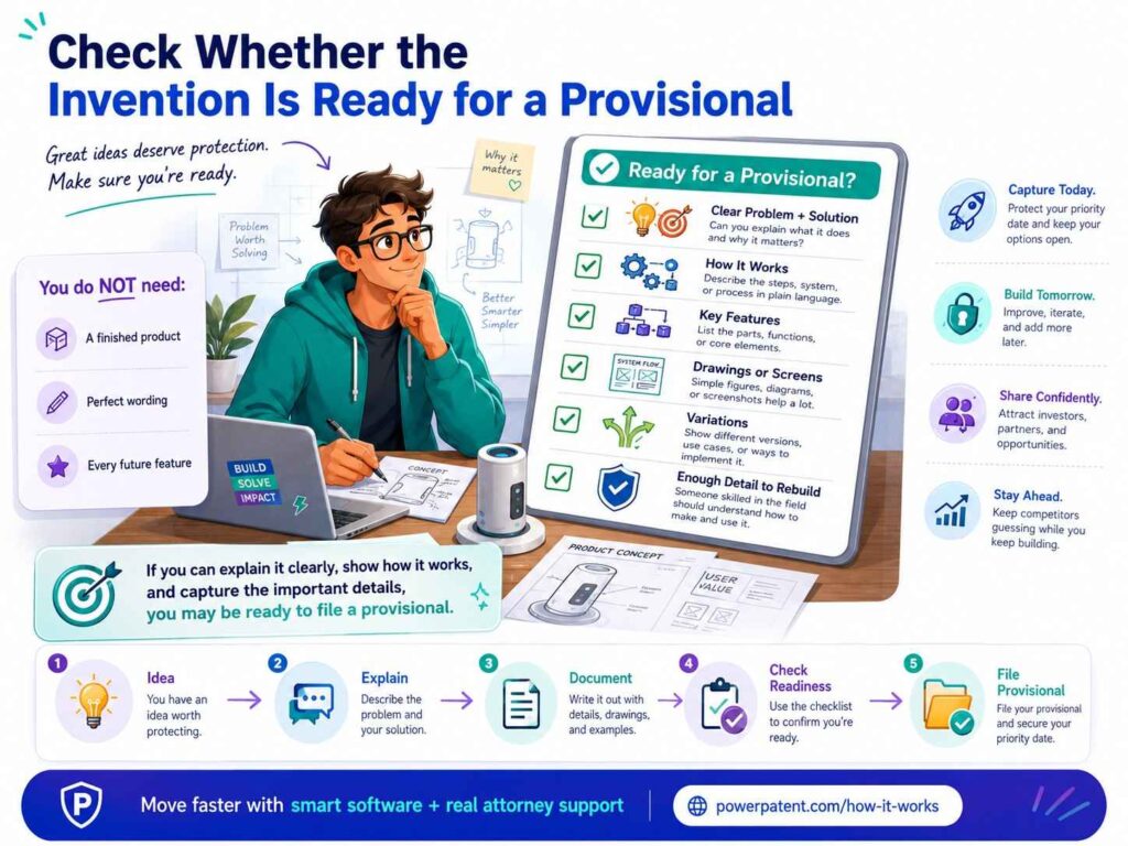 Many founders use a provisional patent application as a first step.