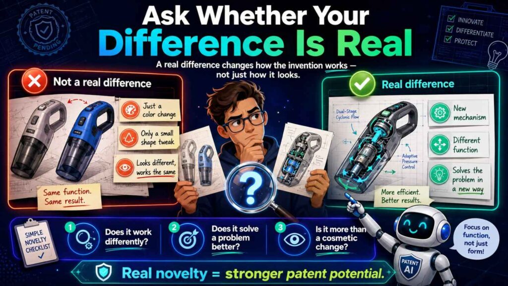 If old work is close, your invention may still be new if it has a real difference.