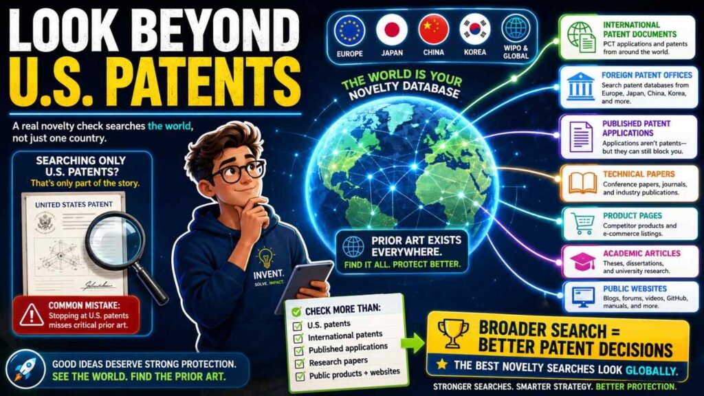 Your invention may be checked against public information from many countries.