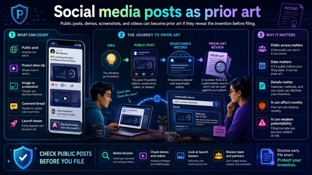 Social media can create patent problems.