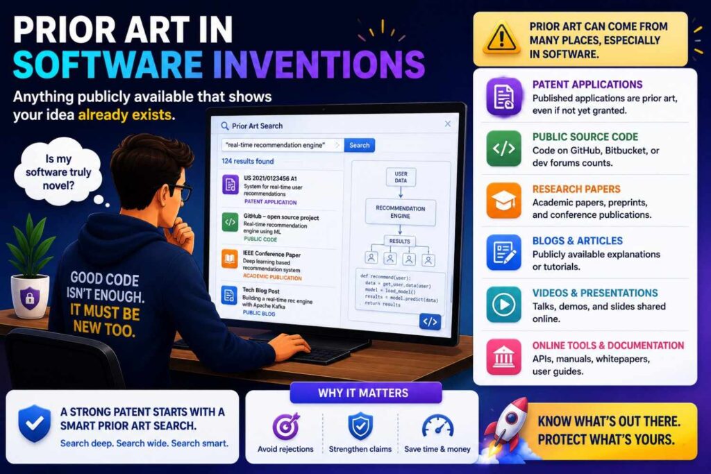 Software prior art can be scattered.