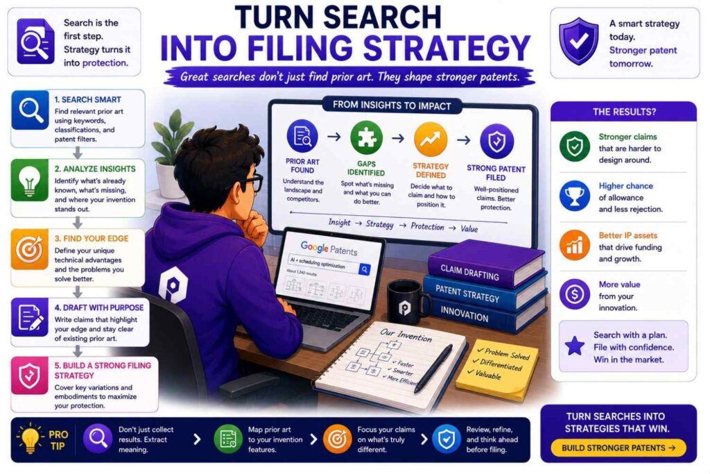A Google Patents search should lead to action.