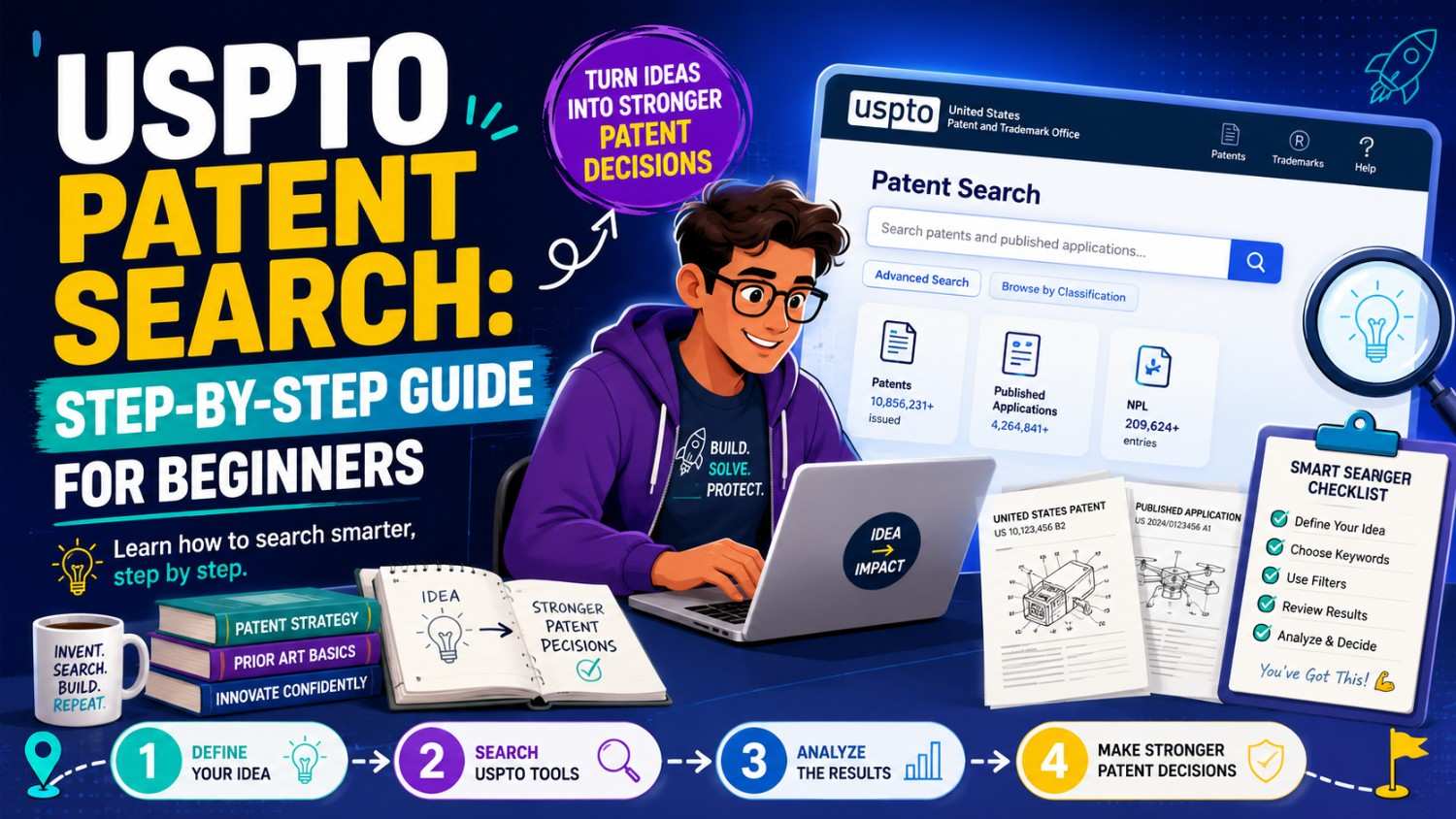 Learn how to use USPTO Patent Search step by step to find prior art, check invention novelty, and make smarter patent filing decisions.