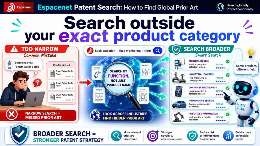 Founders search their product category. Patent examiners search technical features.